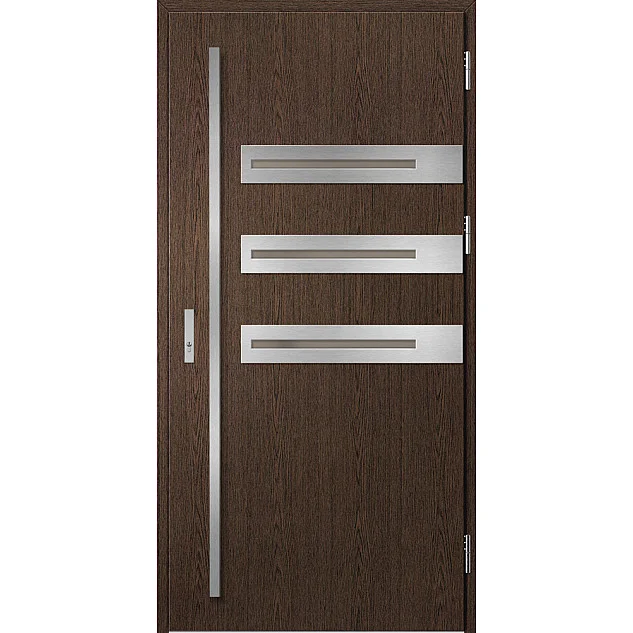 Eingangstüren aus Stahl ERKADO - LEOBEN 1 - Lehmeiche, Label Inox
