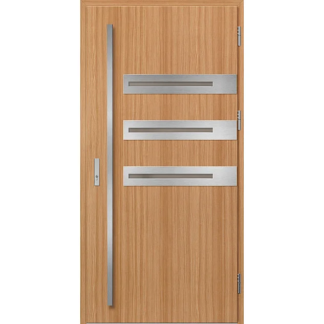 Ocelové vchodové dveře ERKADO - LEOBEN 1 - Bergkiefer, Label Inox