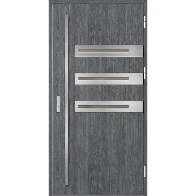 Eingangstüren aus Stahl ERKADO - LEOBEN 1 - Eiche Anthrazit, Label Inox
