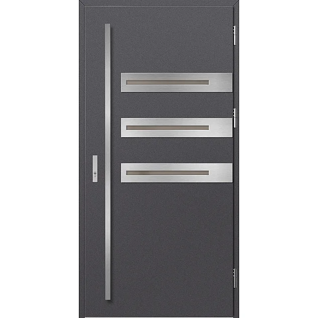 Eingangstüren aus Stahl ERKADO - LEOBEN 1 - Glattes Anthrazit, Label Inox