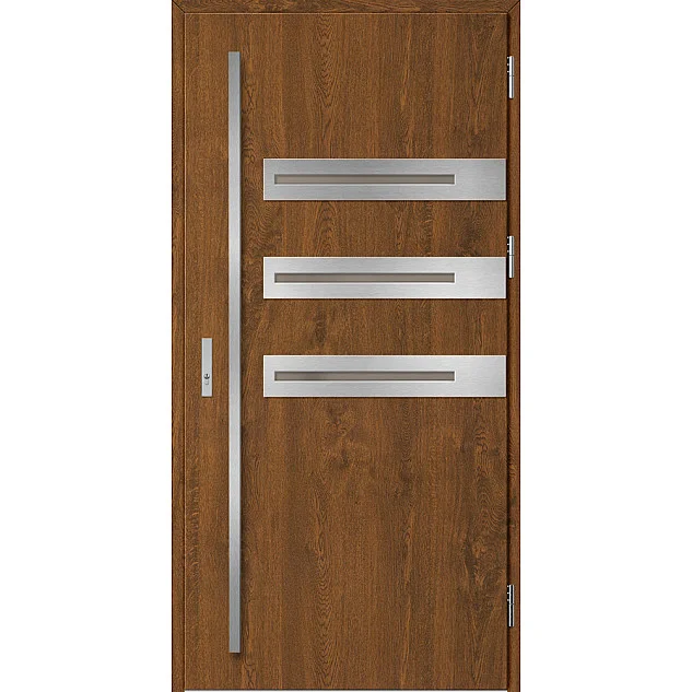 Eingangstüren aus Stahl ERKADO - LEOBEN 1 - Nussbaum, Label Inox