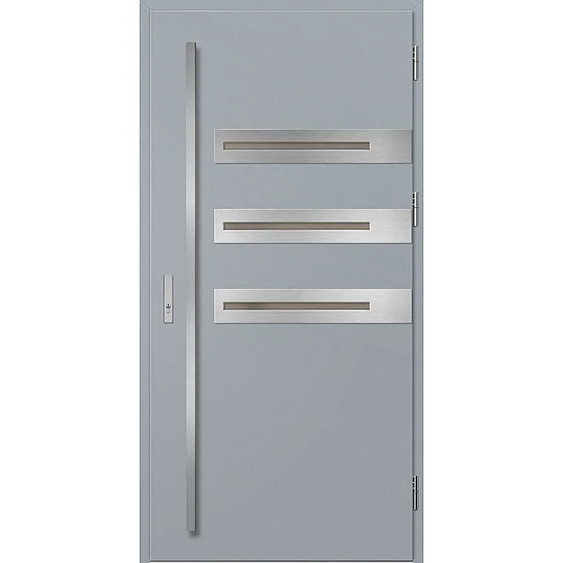Eingangstüren aus Stahl ERKADO - LEOBEN 1 - Grau, Label Inox