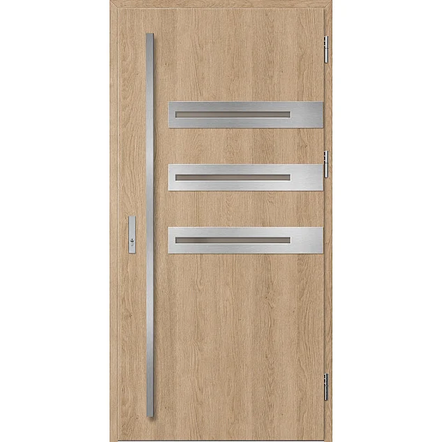 Eingangstüren aus Stahl ERKADO - LEOBEN 1 - Rohe Eiche, Label Inox