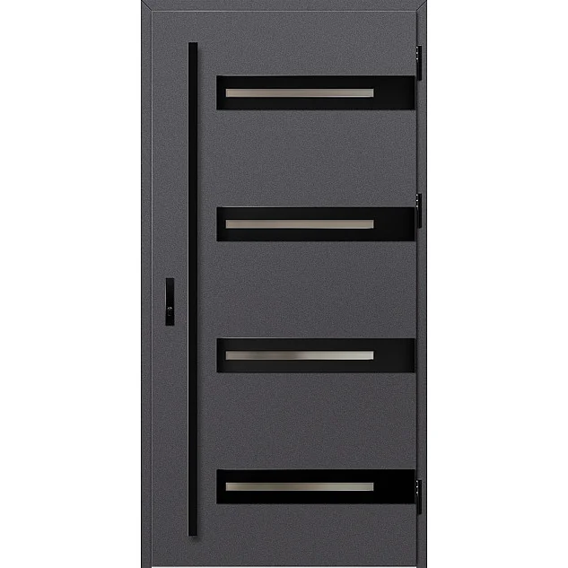 Eingangstüren aus Stahl ERKADO - LEOBEN 2 - Glattes Anthrazit, Label Black