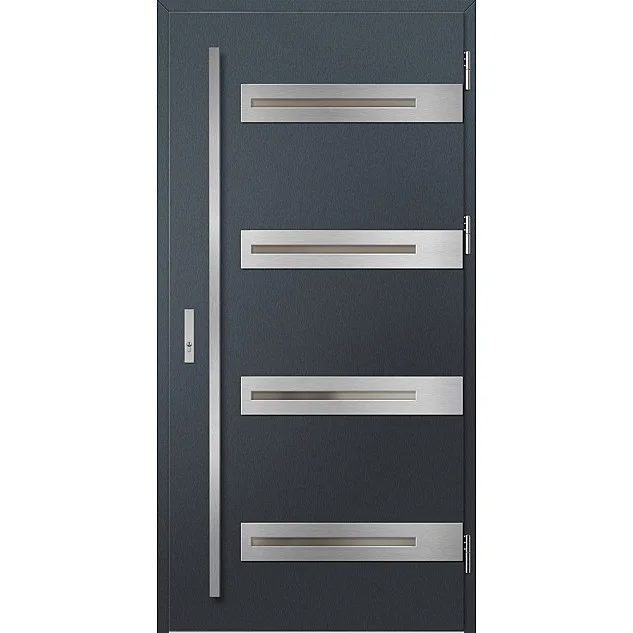 Eingangstüren aus Stahl ERKADO - LEOBEN 2 - Anthrazit Struktur, Label Inox