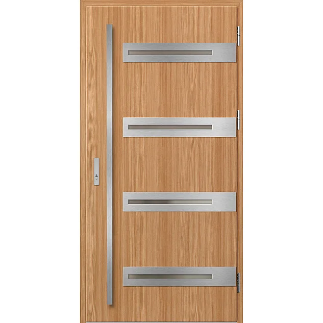 Ocelové vchodové dveře ERKADO - LEOBEN 2 - Bergkiefer, Label Inox