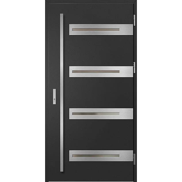 Eingangstüren aus Stahl ERKADO - LEOBEN 2 - Schwarz, Label Inox