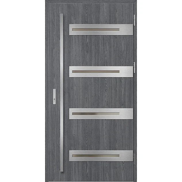 Eingangstüren aus Stahl ERKADO - LEOBEN 2 - Eiche Anthrazit, Label Inox