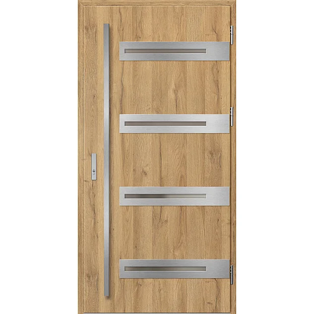 Eingangstüren aus Stahl ERKADO - LEOBEN 2 - Eiche Natur, Label Inox