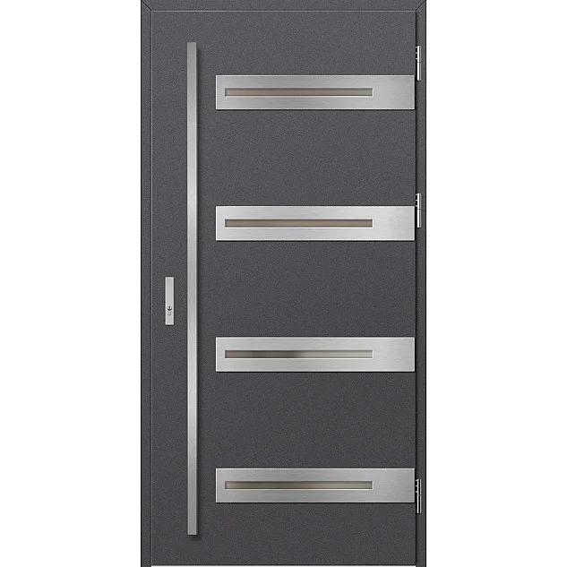 Eingangstüren aus Stahl ERKADO - LEOBEN 2 - Glattes Anthrazit, Label Inox
