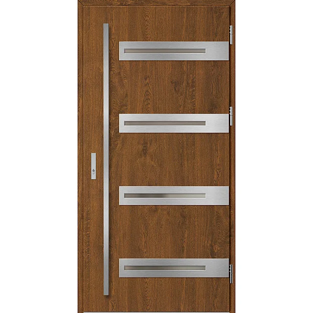 Eingangstüren aus Stahl ERKADO - LEOBEN 2 - Nussbaum, Label Inox