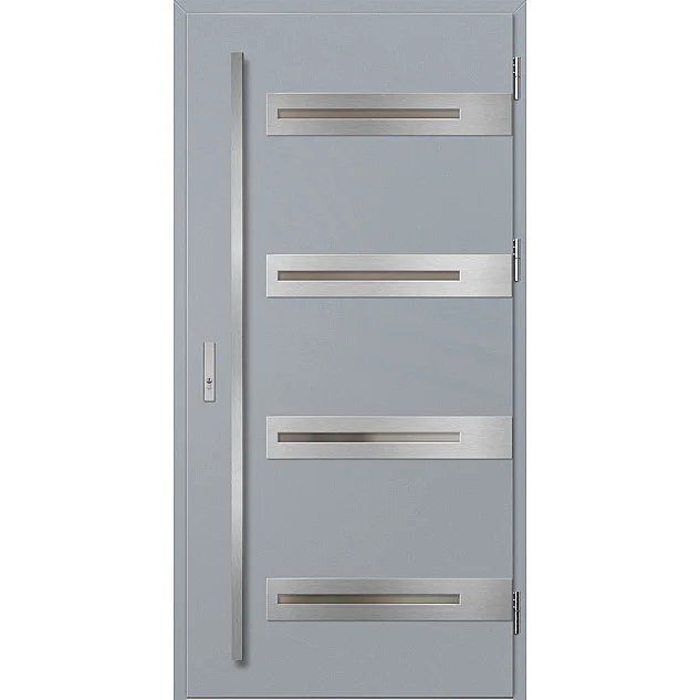 Eingangstüren aus Stahl ERKADO - LEOBEN 2 - Grau, Label Inox