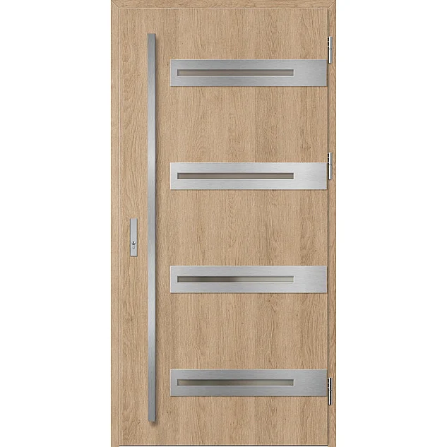 Eingangstüren aus Stahl ERKADO - LEOBEN 2 - Rohe Eiche, Label Inox