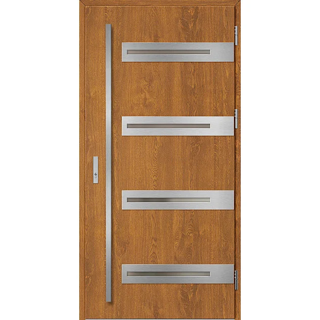 Eingangstüren aus Stahl ERKADO - LEOBEN 2 - Goldene Eiche, Label Inox