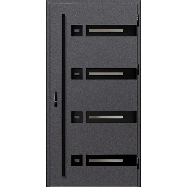 Eingangstüren aus Stahl - LEOBEN 3 - Glattes Anthrazit, Label Black Eingangstüren aus Stahl ERKADO - LEOBEN 3 - Glattes Anthrazit, Label Black