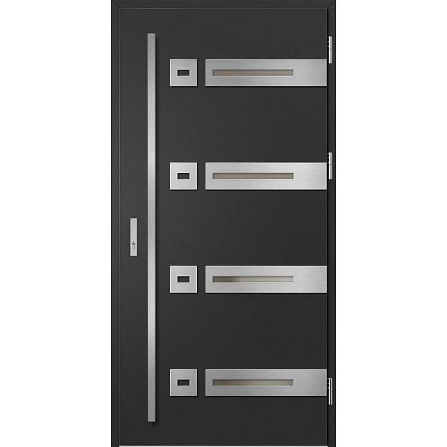 Eingangstüren aus Stahl - LEOBEN 3 - Schwarz, Label Inox Eingangstüren aus Stahl ERKADO - LEOBEN 3 - Schwarz, Label Inox