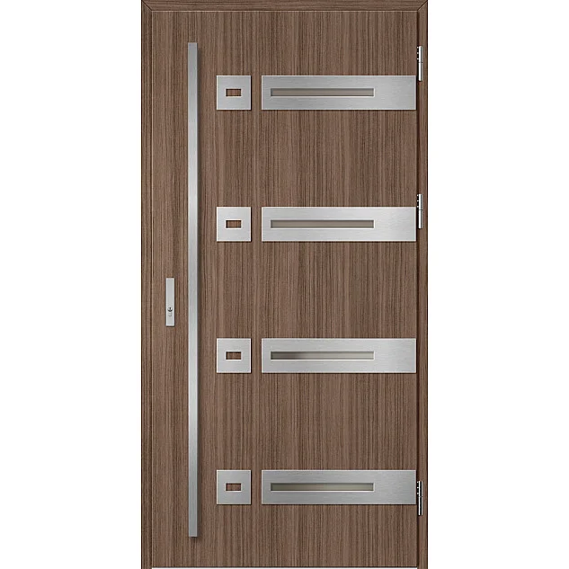 Eingangstüren aus Stahl - LEOBEN 3 - Mittelbraune Eiche, Label Inox Eingangstüren aus Stahl ERKADO - LEOBEN 3 - Mittelbraune Eiche, Label Inox