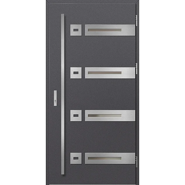 Eingangstüren aus Stahl - LEOBEN 3 - Glattes Anthrazit, Label Inox Eingangstüren aus Stahl ERKADO - LEOBEN 3 - Glattes Anthrazit, Label Inox