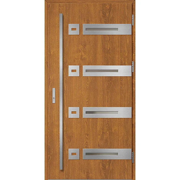 Eingangstüren aus Stahl - LEOBEN 3 - Goldene Eiche, Label Inox Eingangstüren aus Stahl ERKADO - LEOBEN 3 - Goldene Eiche, Label Inox
