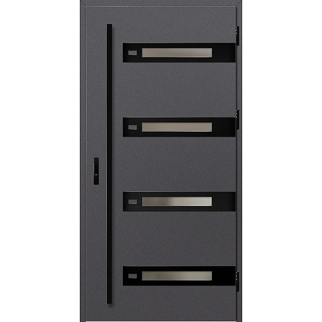Eingangstüren aus Stahl - LEOBEN 4 - Glattes Anthrazit, Label Black Eingangstüren aus Stahl ERKADO - LEOBEN 4 - Glattes Anthrazit, Label Black