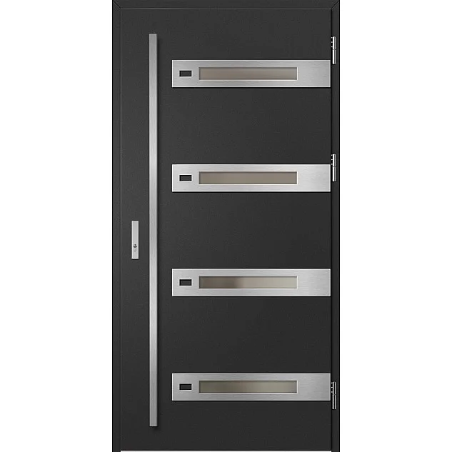 Eingangstüren aus Stahl - LEOBEN 4 - Schwarz, Label Inox Eingangstüren aus Stahl ERKADO - LEOBEN 4 - Schwarz, Label Inox