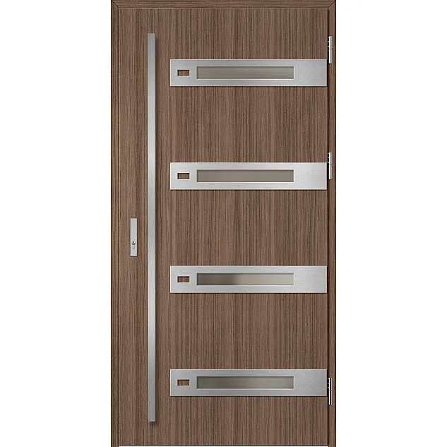 Eingangstüren aus Stahl - LEOBEN 4 - Mittelbraune Eiche, Label Inox Eingangstüren aus Stahl ERKADO - LEOBEN 4 - Mittelbraune Eiche, Label Inox