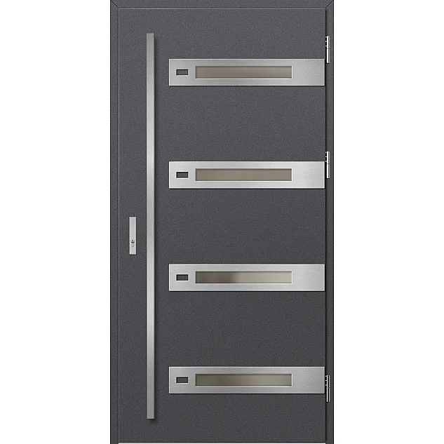 Eingangstüren aus Stahl - LEOBEN 4 - Glattes Anthrazit, Label Inox Eingangstüren aus Stahl ERKADO - LEOBEN 4 - Glattes Anthrazit, Label Inox