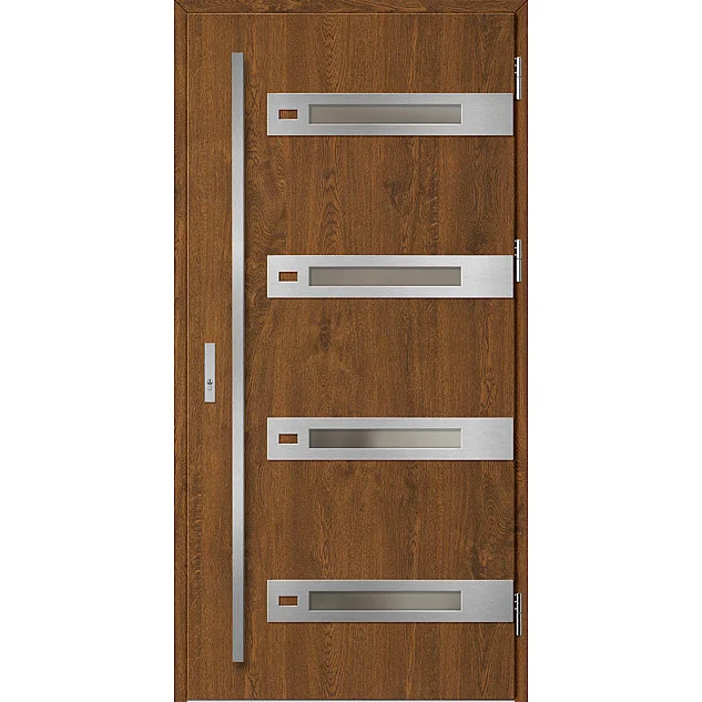 Eingangstüren aus Stahl - LEOBEN 4 - Nussbaum, Label Inox Eingangstüren aus Stahl ERKADO - LEOBEN 4 - Nussbaum, Label Inox
