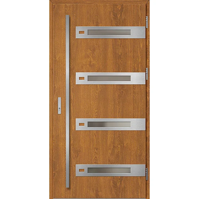Eingangstüren aus Stahl - LEOBEN 4 - Goldene Eiche, Label Inox Eingangstüren aus Stahl ERKADO - LEOBEN 4 - Goldene Eiche, Label Inox