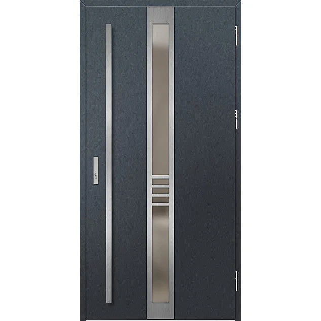 Eingangstüren aus Stahl - SINGEN 2 - Anthrazit Struktur, Label Inox Eingangstüren aus Stahl ERKADO - SINGEN 2 - Anthrazit Struktur, Label Inox