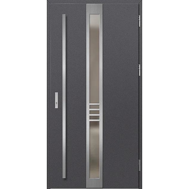 Eingangstüren aus Stahl - SINGEN 2 - Glattes Anthrazit, Label Inox Eingangstüren aus Stahl ERKADO - SINGEN 2 - Glattes Anthrazit, Label Inox