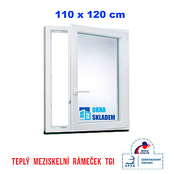 Kunststofffenster | 110 x 120 cm (1100 x 1200 mm) | weiß | Dreh-Kipp-Fenster | rechts