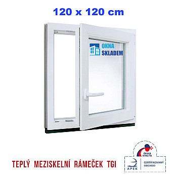 Kunststofffenster | 120 x 120 cm (1200 x 1200 mm) | weiß | Dreh-Kipp-Fenster | rechts
