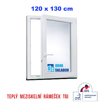 Kunststofffenster | 120 x 130 cm (1200 x 1300 mm) | weiß | Dreh-Kipp-Fenster | rechts