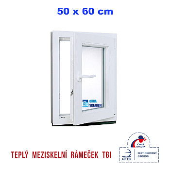 Kunststofffenster | 50 x 60 cm (500 x 600 mm) | weiß / anthrazit | Dreh-Kipp-Fenster | rechts
