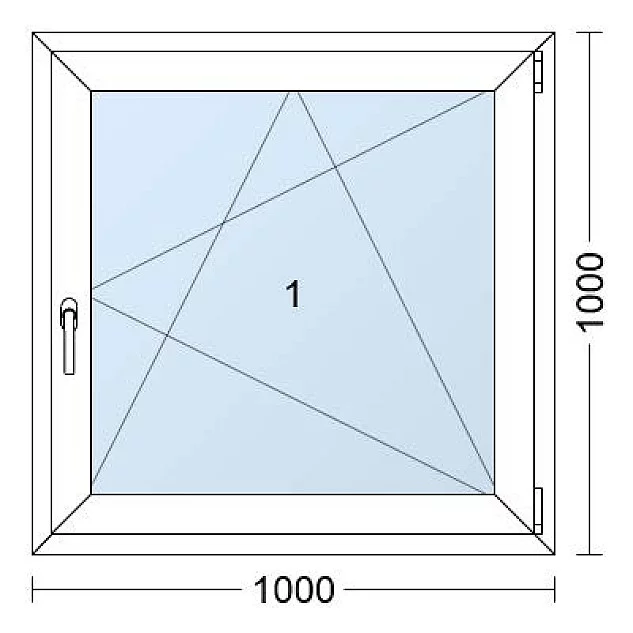 Einflügelige Kunststofffenster | 100x100 cm | Rechts | Weiße / Anthrazit