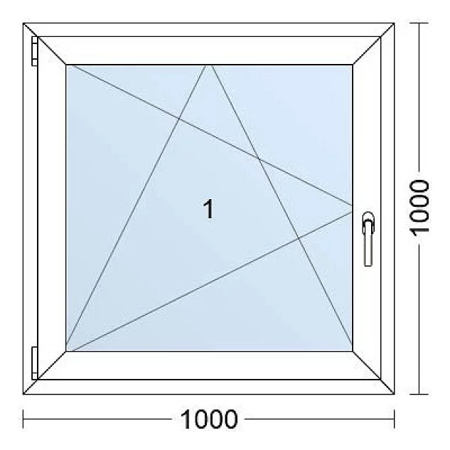 Einflügelige Kunststofffenster | 100x100 cm | Links| Weiße / Anthrazit