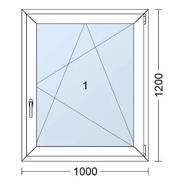 Einflügelige Kunststofffenster | 100x120 cm | Rechts | Weiße / Anthrazit