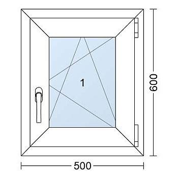 Kunststofffenster | 50 x 60 cm (500 x 600 mm) | weiß / anthrazit | Dreh-Kipp-Fenster | rechts