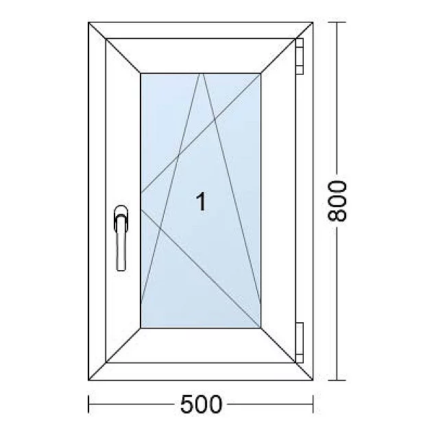 Einflügelige Kunststofffenster | 50x80 cm | Rechts | Weiße / Anthrazit