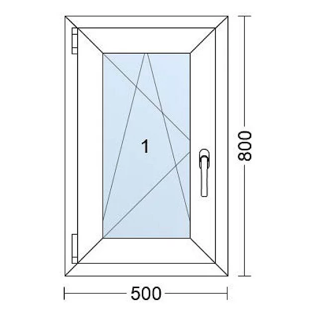 Einflügelige Kunststofffenster | 50x80 cm | Links | Weiße / Anthrazit