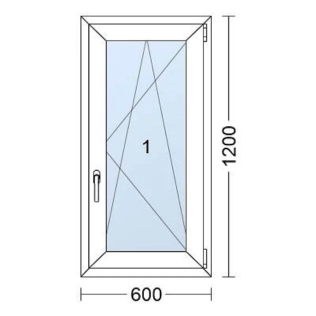 Einflügelige Kunststofffenster | 60x120 cm | Rechts | Weiß / Anthrazit