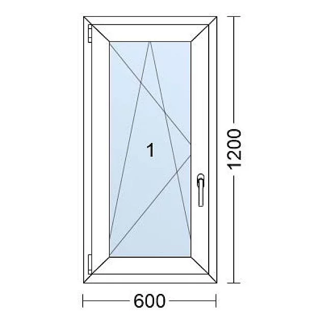 Einflügelige Kunststofffenster | 60x120 cm | Links | Weiß / Anthrazit