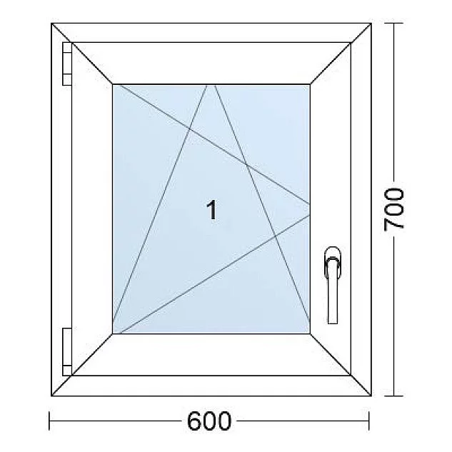 Einflügelige Kunststofffenster | 60x70 cm | Links | Weiß / Anthrazit