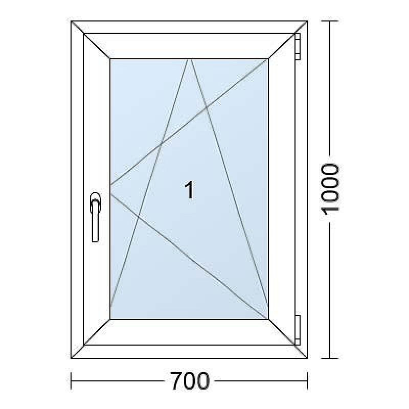 Einflügelige Kunststofffenster | 70x100 cm | Rechts | Weiße / Anthrazit Einflügelige Kunststofffenster | 70x100 cm | Rechts | Weiße / Anthrazit
