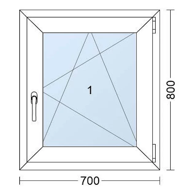 Einflügelige Kunststofffenster | 70x80 cm | Rechts | Weiße / Anthrazit