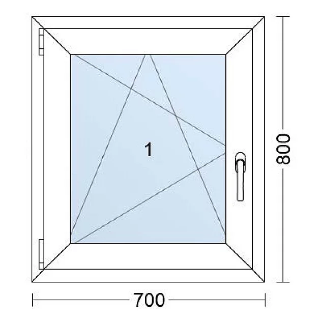 Einflügelige Kunststofffenster | 70x80 cm | Links | Weiße / Anthrazit