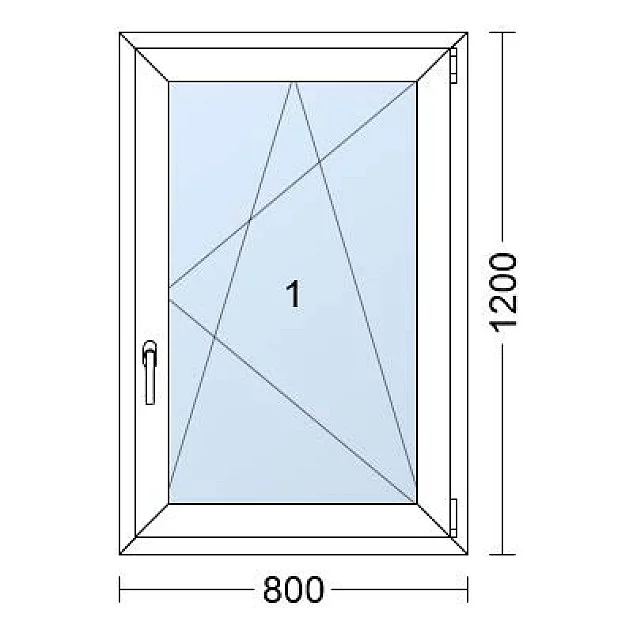 Einflügelige Kunststofffenster | 80x120 cm | Rechts | Weiß / Anthrazit