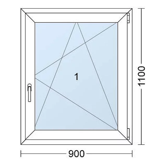 Einflügelige Kunststofffenster | 90x110 cm | Rechts | Weiße / Anthrazit