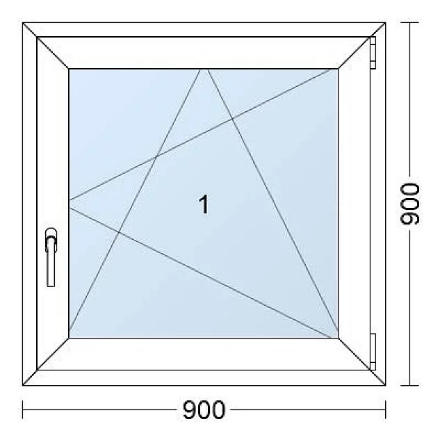 Einflügelige Kunststofffenster | 90x90 cm | Rechts | Weiße / Anthrazit